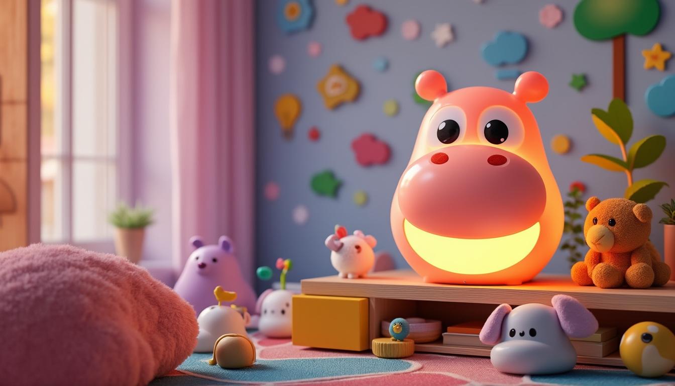découvrez la veilleuse bébé hippopotame, un compagnon idéal pour stimuler l'imagination des tout-petits. avec son design ludique et apaisant, cette veilleuse permet à votre enfant de s'endormir en toute sérénité tout en développant son univers créatif. offrez-lui des nuits paisibles et des rêves enchantés!