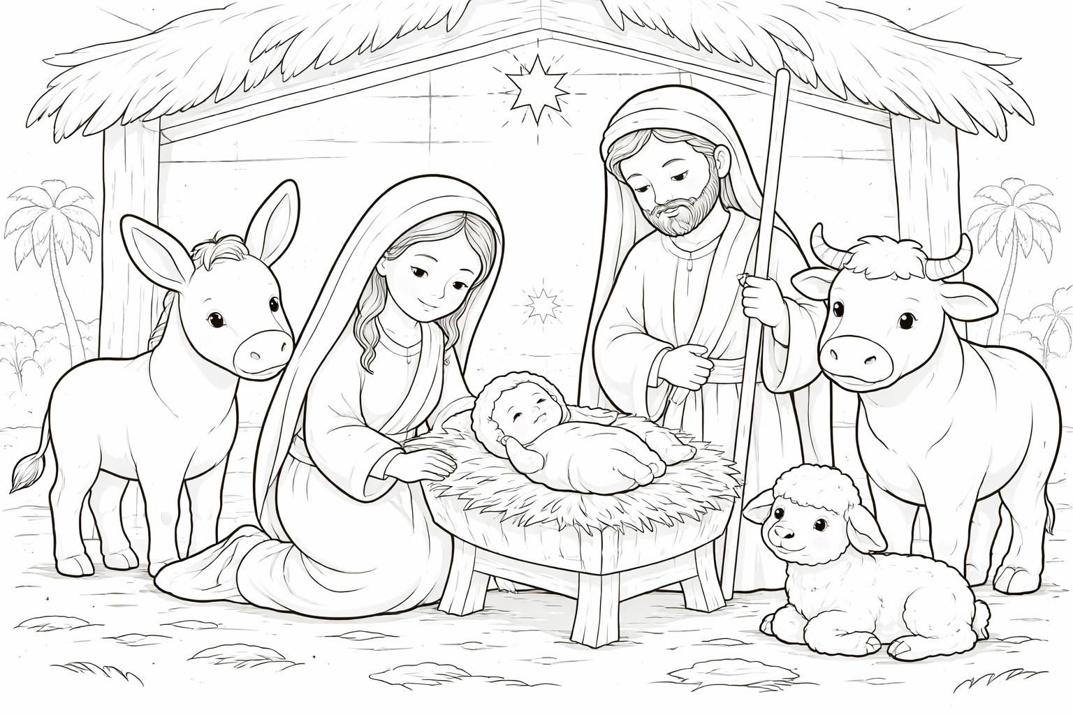 découvrez notre coloriage d'une crèche, une activité créative qui stimule l'imagination des enfants et transforme leurs idées en magnifiques œuvres d'art.