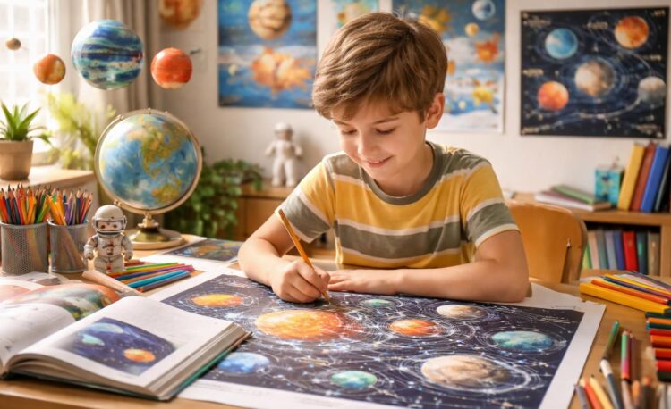 découvrez comment le coloriage du système solaire favorise l'apprentissage des sciences en stimulant la créativité et la compréhension des concepts astronomiques chez les enfants.